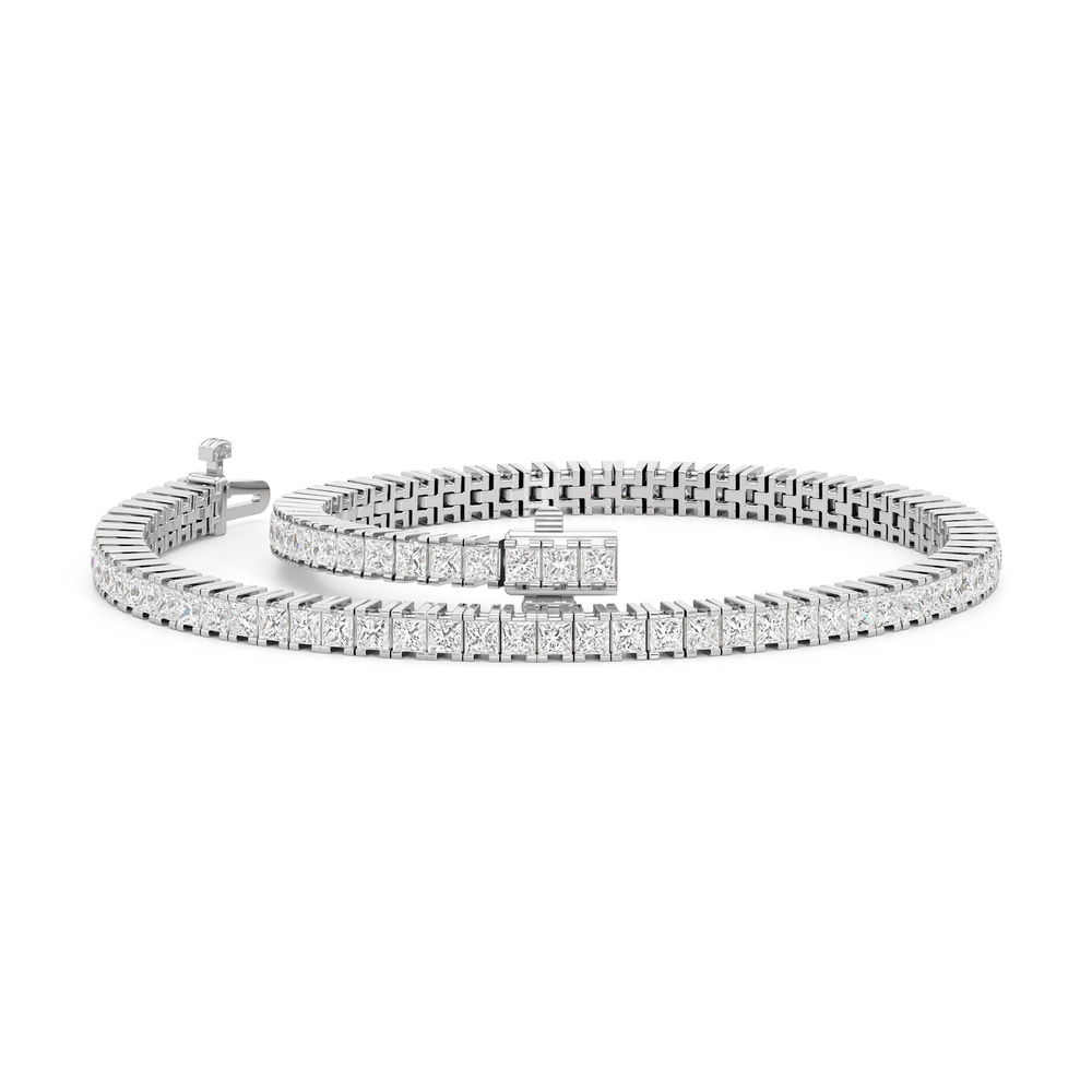 Princess Cut Lab Diamond No-Gap Tennis Bracelet with 4 Cut Diamond in 14KT White Gold view 3
