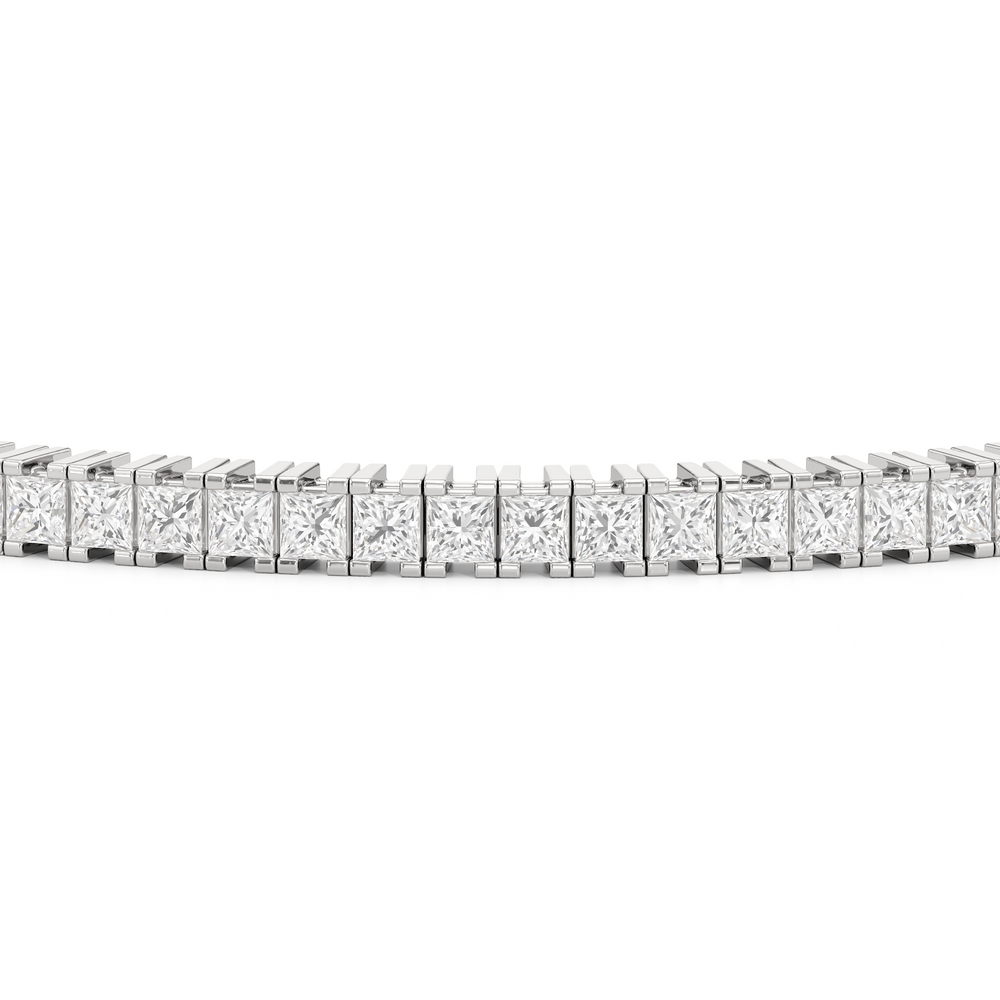 Princess Cut Lab Diamond No-Gap Tennis Bracelet with 4 Cut Diamond in 14KT White Gold view 6
