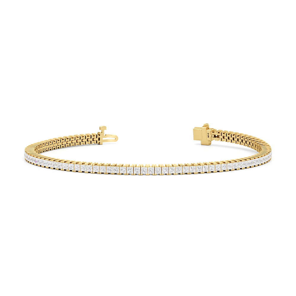 Princess Cut Lab Diamond No-Gap Tennis Bracelet with 4 Cut Diamond in 14KT Yellow Gold view 2
