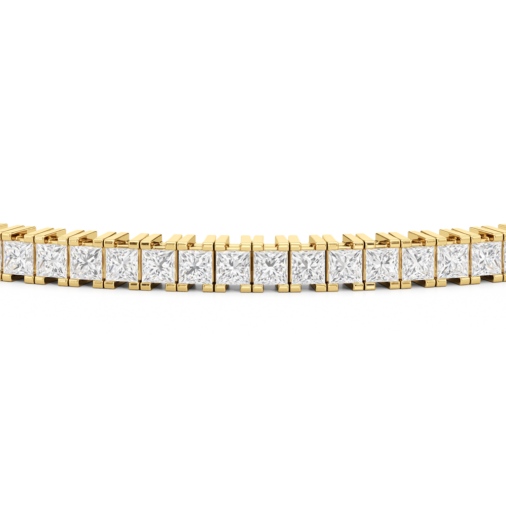 Princess Cut Lab Diamond No-Gap Tennis Bracelet with 4 Cut Diamond in 14KT Yellow Gold view 6
