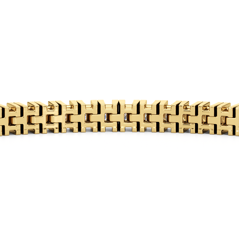 Princess Cut Lab Diamond No-Gap Tennis Bracelet with 4 Cut Diamond in 14KT Yellow Gold view 8
