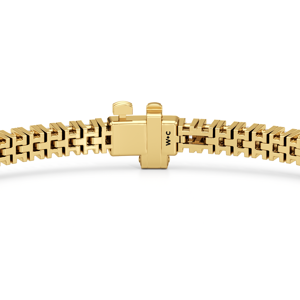 Princess Cut Lab Diamond No-Gap Tennis Bracelet with 4 Cut Diamond in 14KT Yellow Gold view 7

