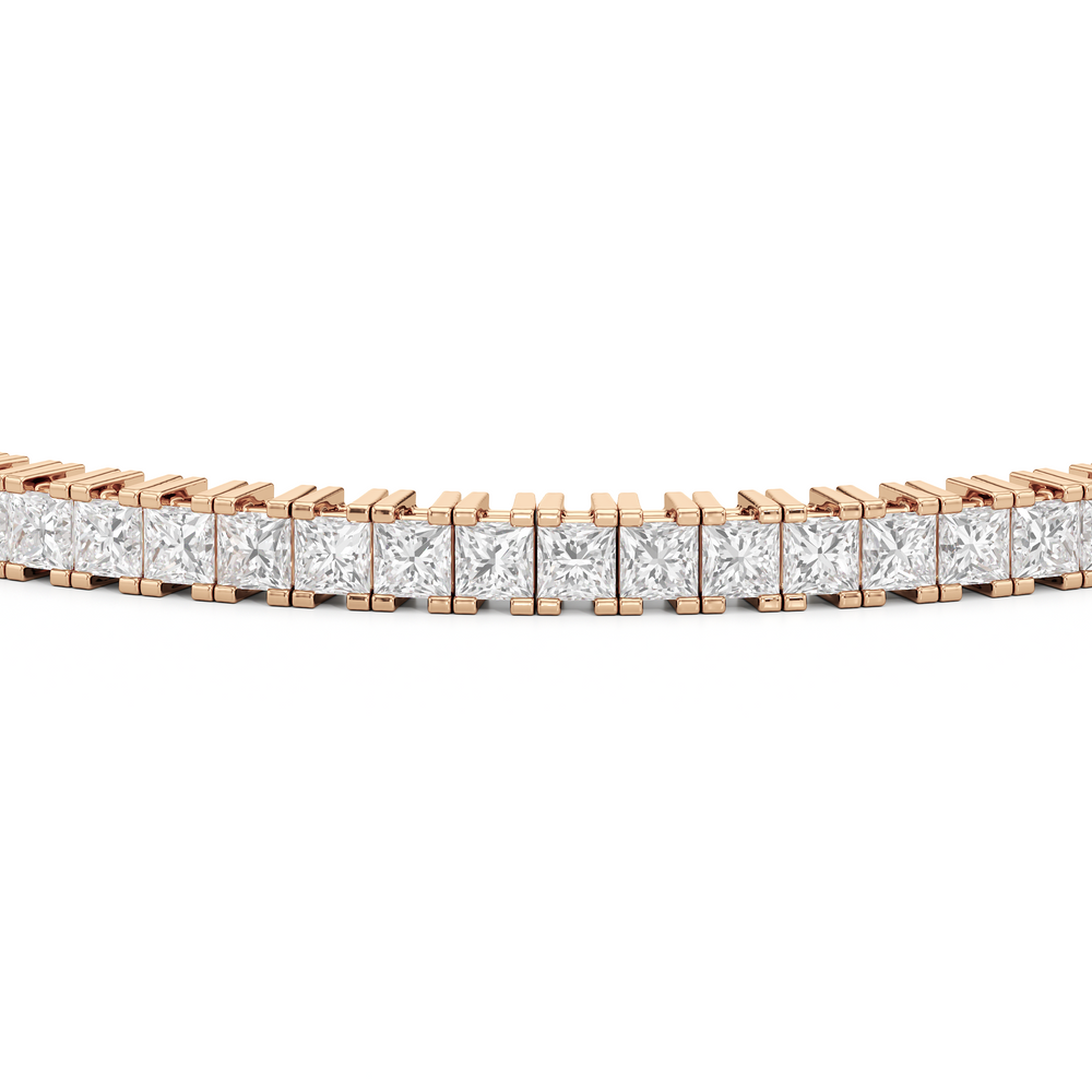 Princess Cut Lab Diamond No-Gap Tennis Bracelet with 5 Cut Diamond in 14KT Rose Gold view 6
