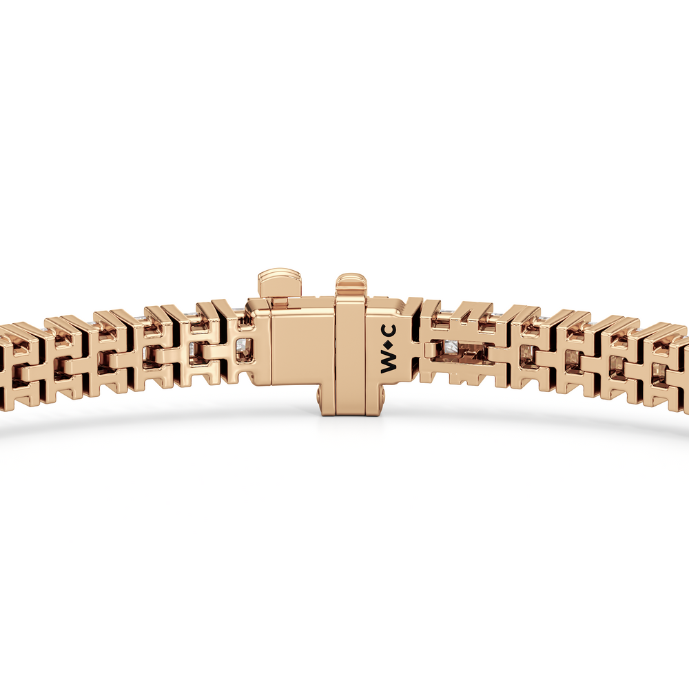 Princess Cut Lab Diamond No-Gap Tennis Bracelet with 5 Cut Diamond in 14KT Rose Gold view 7
