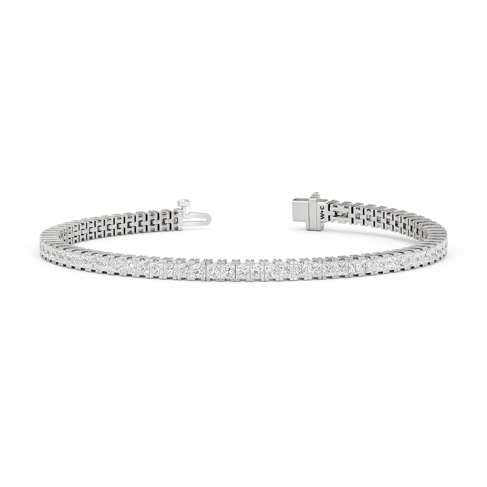 Princess Cut Lab Diamond No-Gap Tennis Bracelet with 5 Cut Diamond in 14KT White Gold view 2
