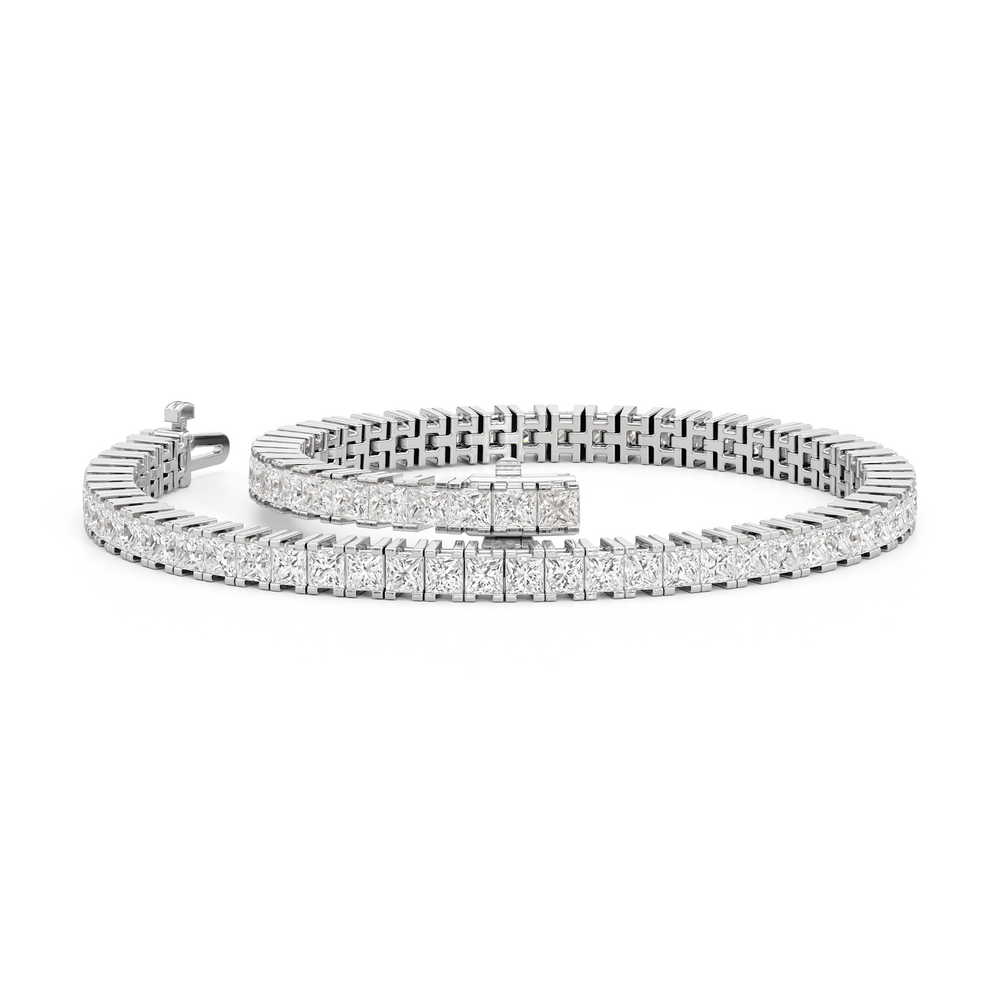 Princess Cut Lab Diamond No-Gap Tennis Bracelet with 5 Cut Diamond in 14KT White Gold view 3
