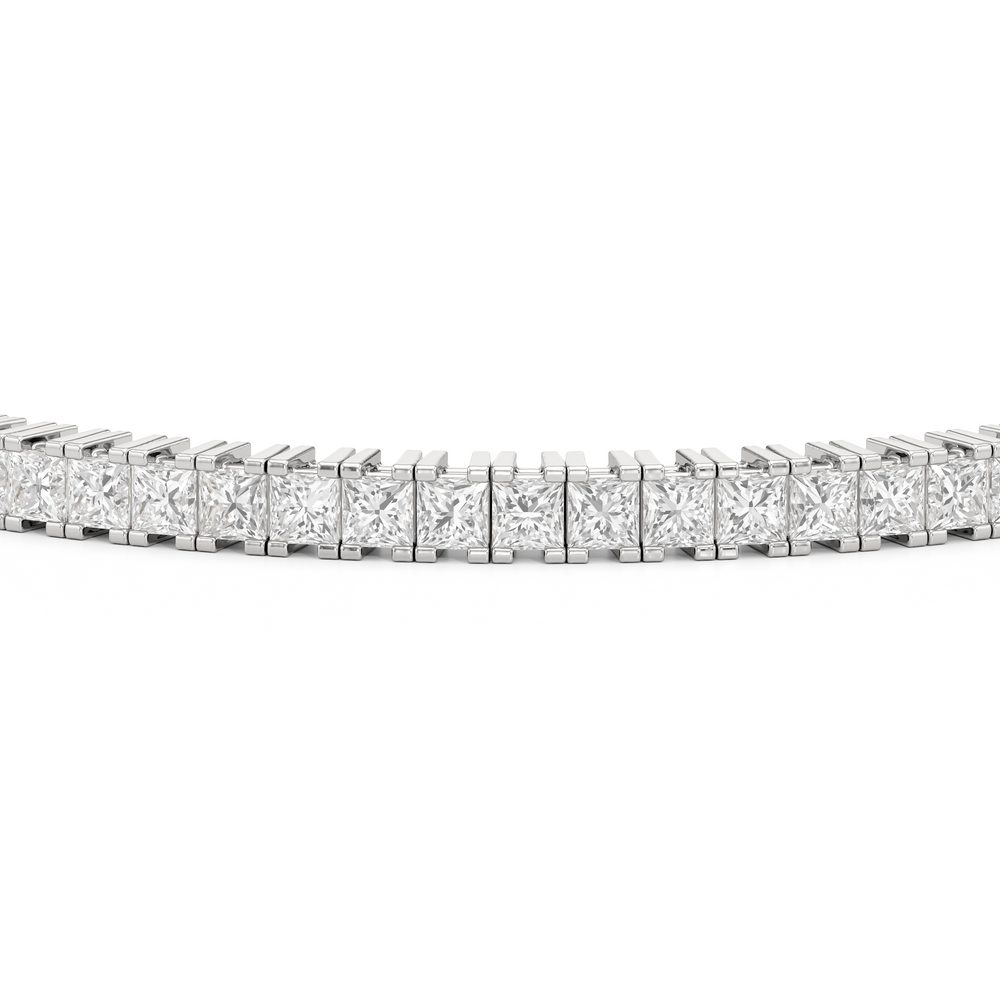 Princess Cut Lab Diamond No-Gap Tennis Bracelet with 5 Cut Diamond in 14KT White Gold view 6
