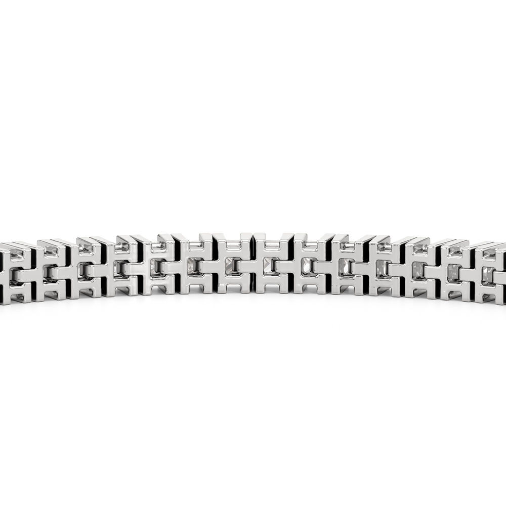 Princess Cut Lab Diamond No-Gap Tennis Bracelet with 5 Cut Diamond in 14KT White Gold view 8
