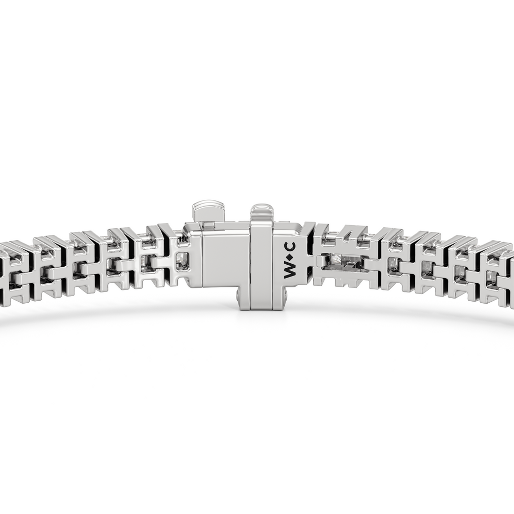 Princess Cut Lab Diamond No-Gap Tennis Bracelet with 5 Cut Diamond in 14KT White Gold view 7

