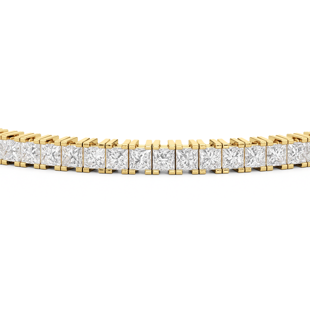 Princess Cut Lab Diamond No-Gap Tennis Bracelet with 5 Cut Diamond in 14KT Yellow Gold view 6

