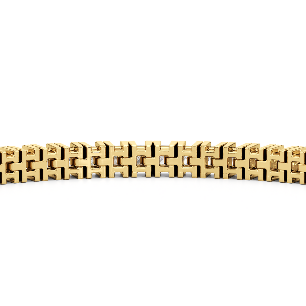 Princess Cut Lab Diamond No-Gap Tennis Bracelet with 5 Cut Diamond in 14KT Yellow Gold view 8
