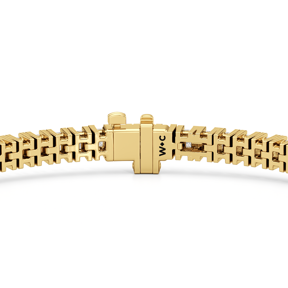 Princess Cut Lab Diamond No-Gap Tennis Bracelet with 5 Cut Diamond in 14KT Yellow Gold view 7
