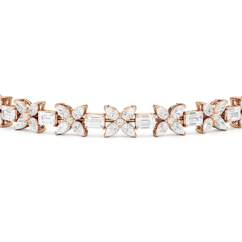 Wildflower Bracelet with 7 Cut Diamond in 14KT Rose Gold view 6
