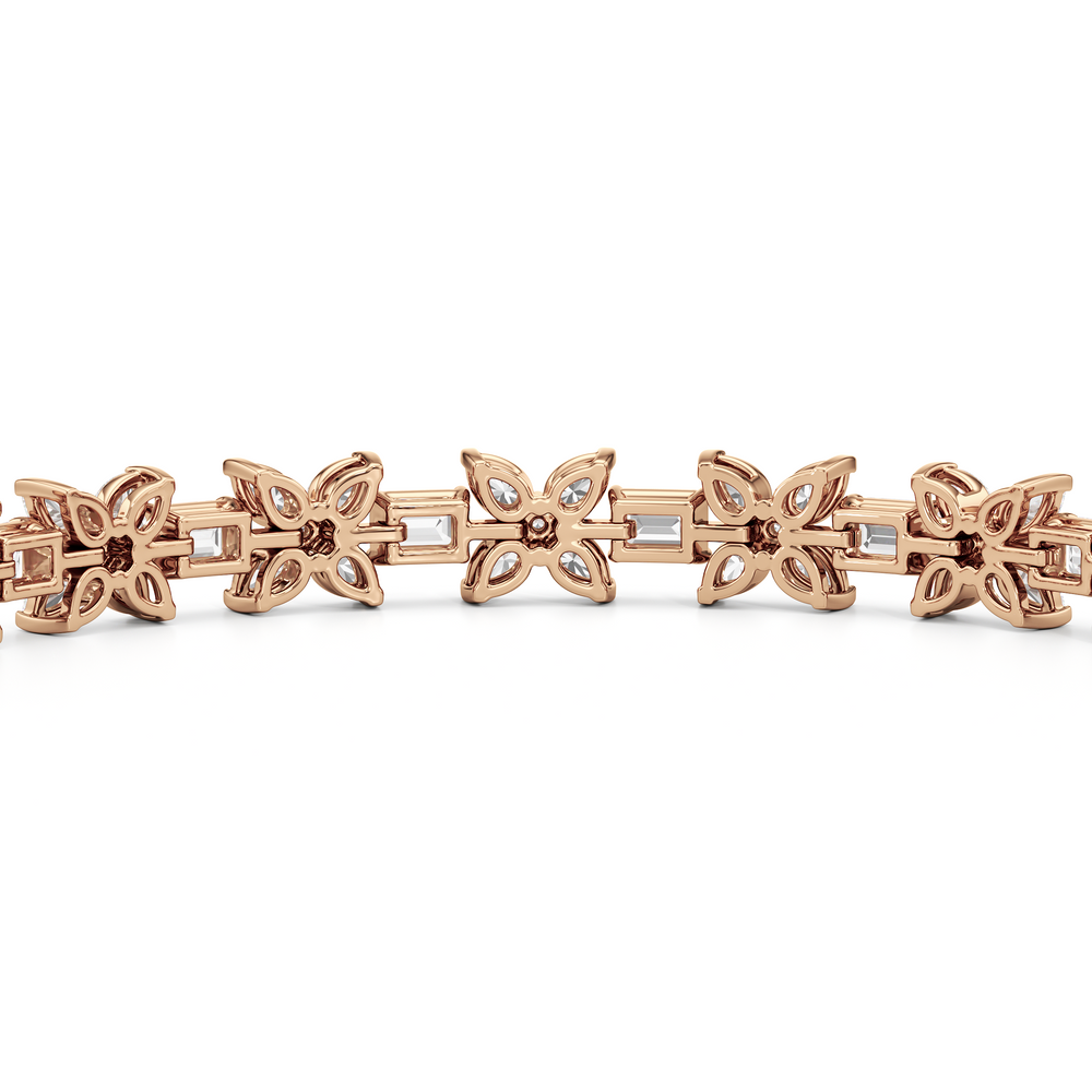 Wildflower Bracelet with 7 Cut Diamond in 14KT Rose Gold view 8
