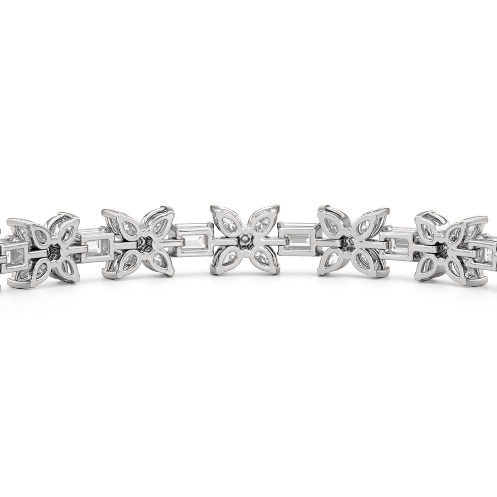 Wildflower Bracelet with 7 Cut Diamond in 14KT White Gold view 8
