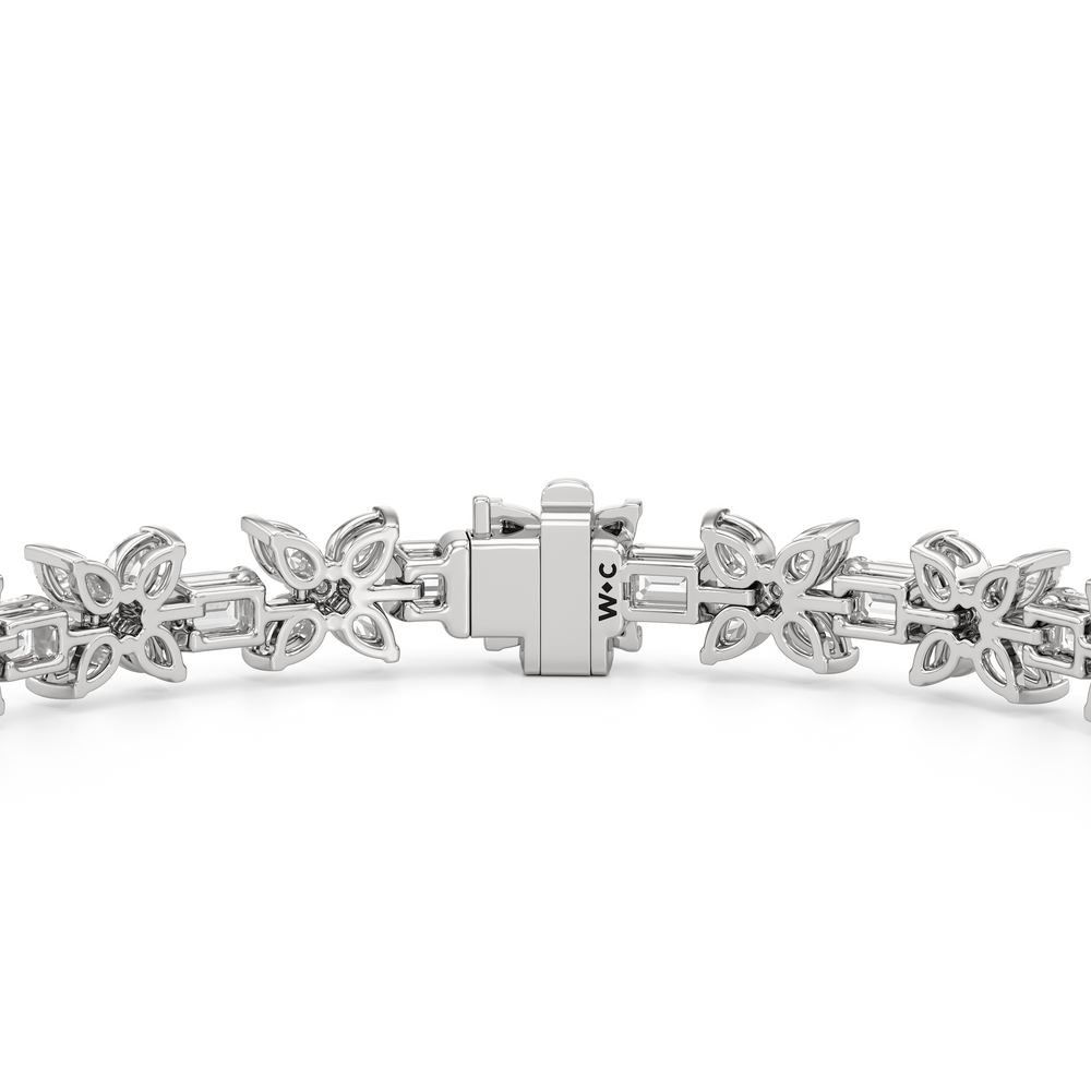 Wildflower Bracelet with 7 Cut Diamond in 14KT White Gold view 7
