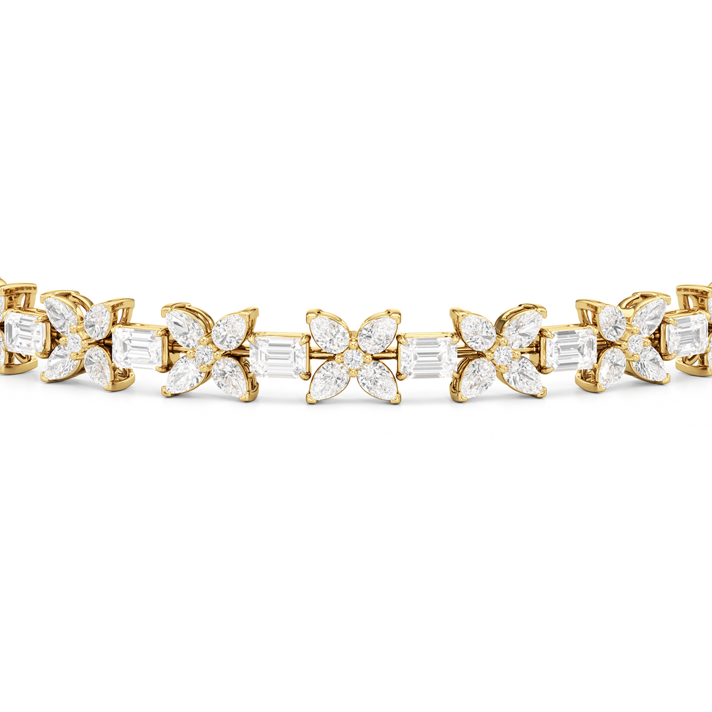 Wildflower Bracelet with 7 Cut Diamond in 14KT Yellow Gold view 6
