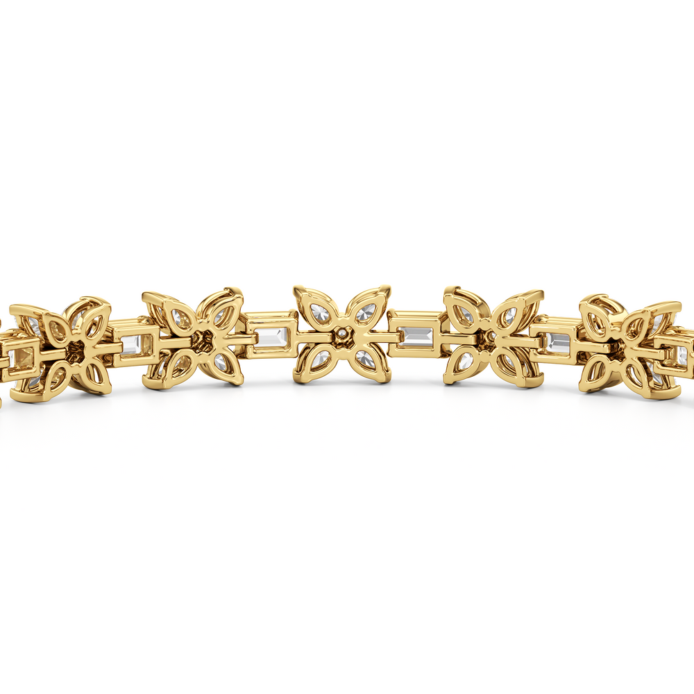 Wildflower Bracelet with 7 Cut Diamond in 14KT Yellow Gold view 8
