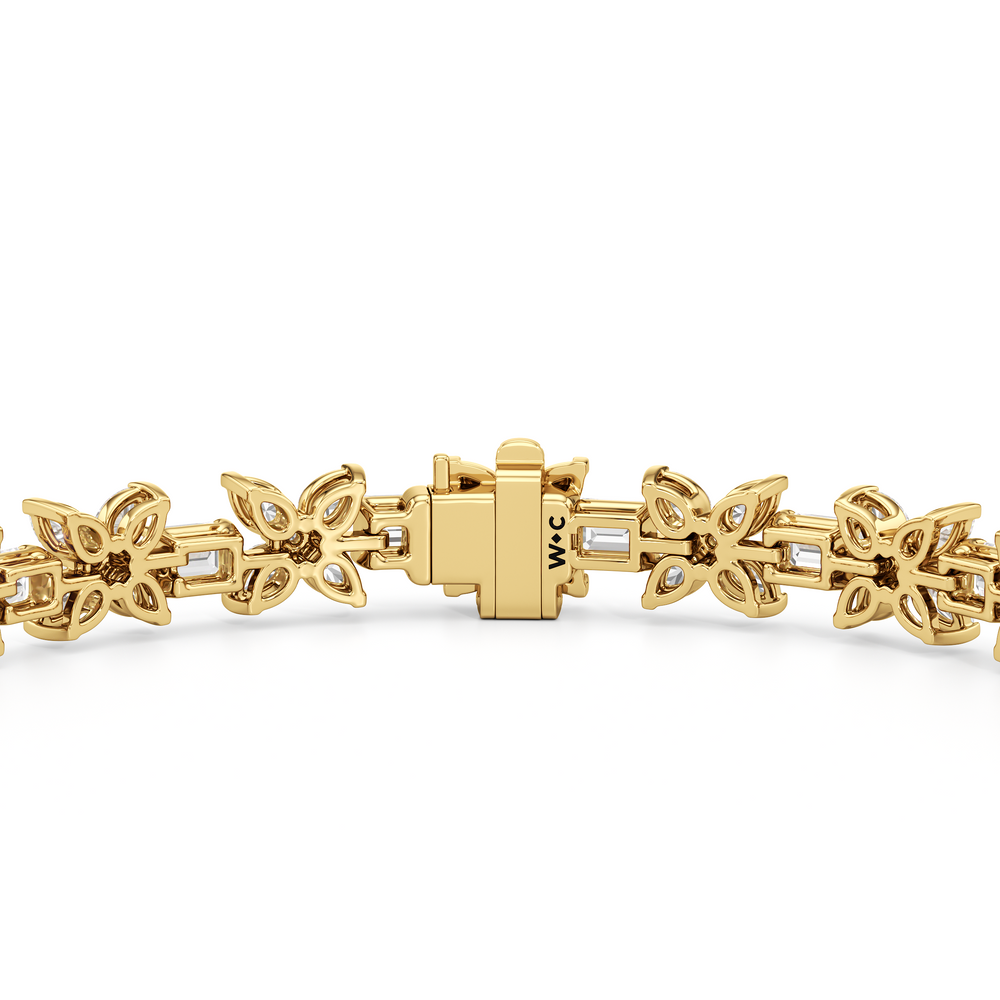 Wildflower Bracelet with 7 Cut Diamond in 14KT Yellow Gold view 7
