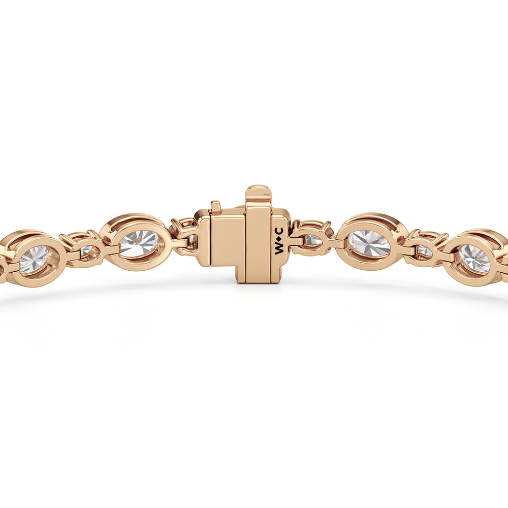 Bezel Oval Alternating Tennis Bracelet with 4 1/2 Cut Diamond in 14KT Rose Gold view 7

