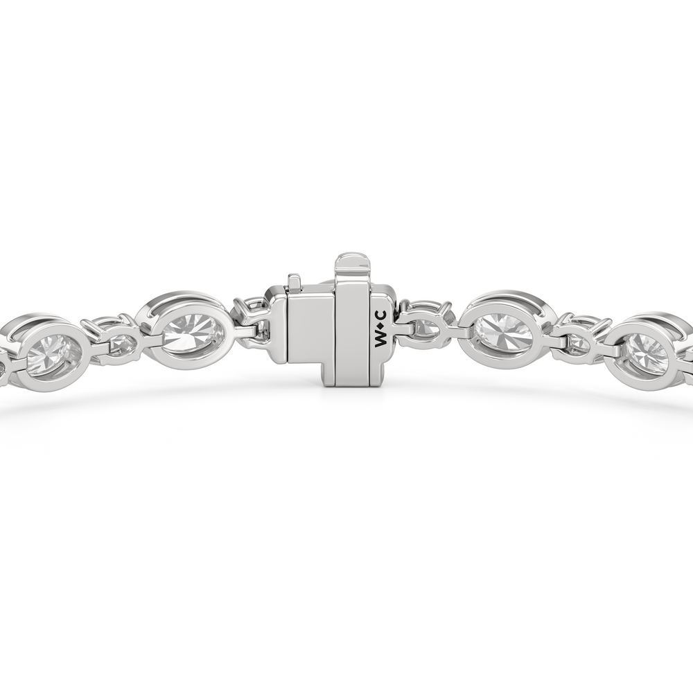 Bezel Oval Alternating Tennis Bracelet with 4 1/2 Cut Diamond in 14KT White Gold view 7
