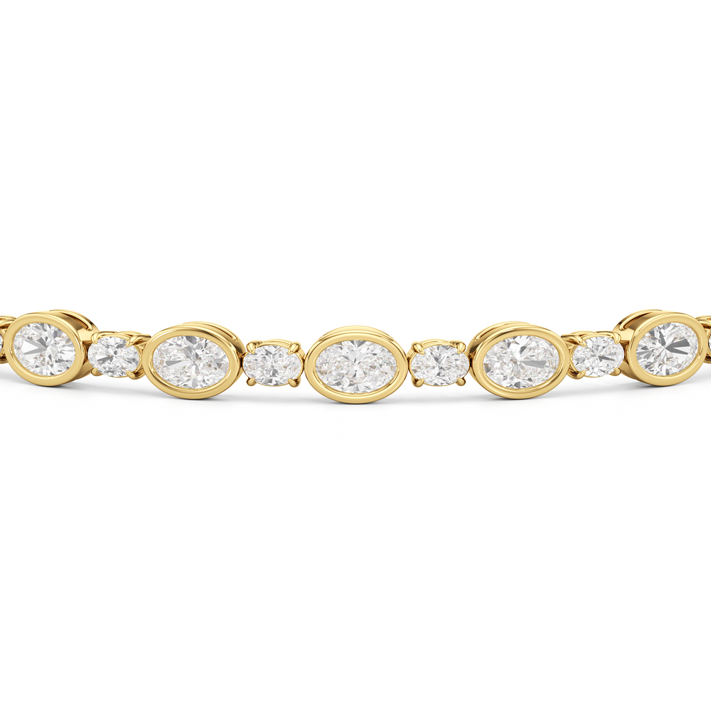 Bezel Oval Alternating Tennis Bracelet with 4 1/2 Cut Diamond in 14KT Yellow Gold view 6
