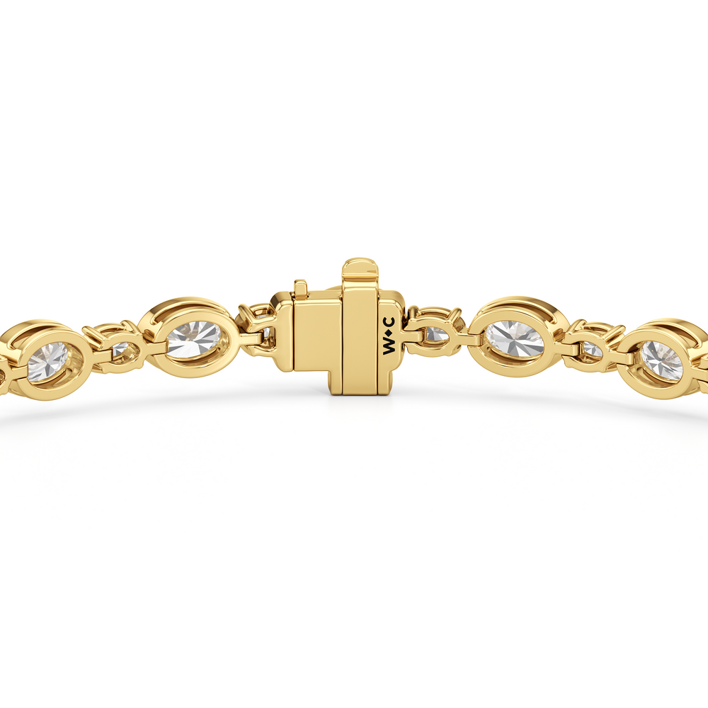 Bezel Oval Alternating Tennis Bracelet with 4 1/2 Cut Diamond in 14KT Yellow Gold view 7
