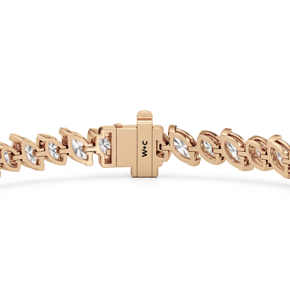 Angled Marquise Bezel Tennis Bracelet with 5 1/2 Cut Diamond in 14KT Rose Gold view 7
