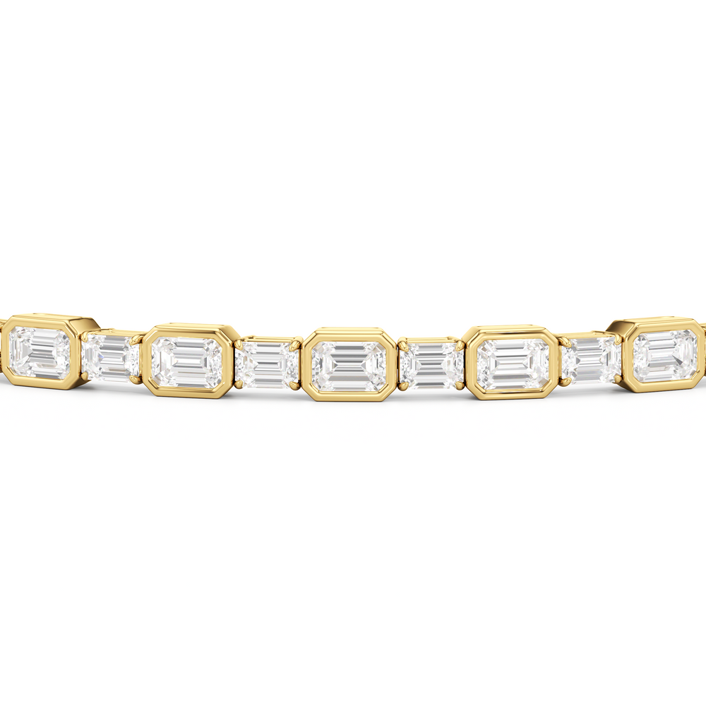 Bezeled Emerald Alternating Tennis Bracelet with 5 5/8 Cut Diamond in 14KT Yellow Gold view 6
