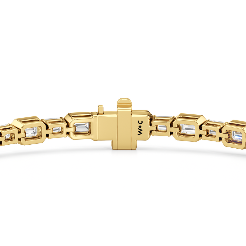 Bezeled Emerald Alternating Tennis Bracelet with 5 5/8 Cut Diamond in 14KT Yellow Gold view 7
