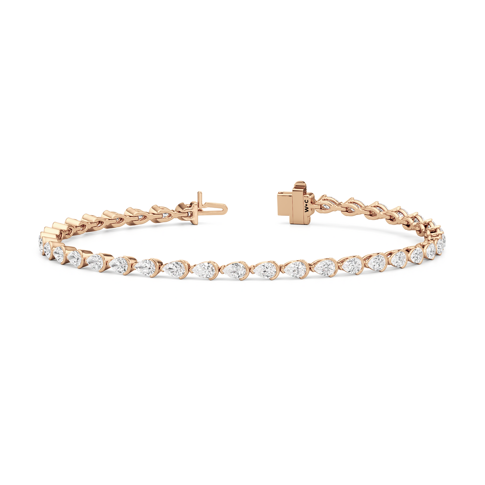 Trailing Pear Tennis Bracelet with 3 1/3 Cut Diamond in 14KT Rose Gold view 2
