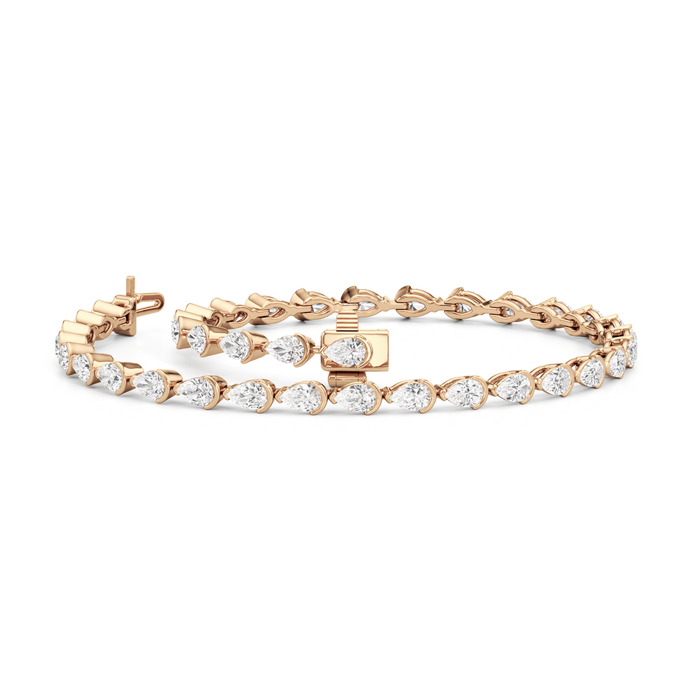Trailing Pear Tennis Bracelet with 3 1/3 Cut Diamond in 14KT Rose Gold view 3
