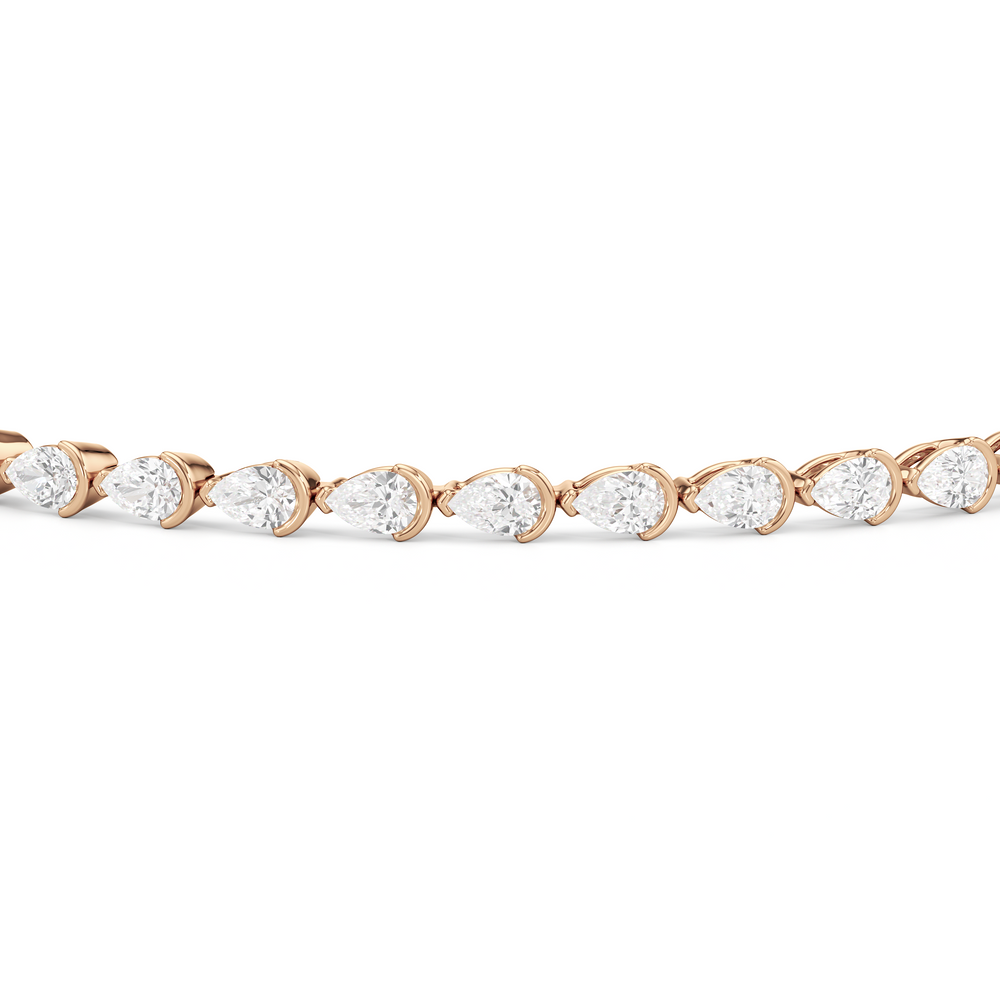 Trailing Pear Tennis Bracelet with 3 1/3 Cut Diamond in 14KT Rose Gold view 6
