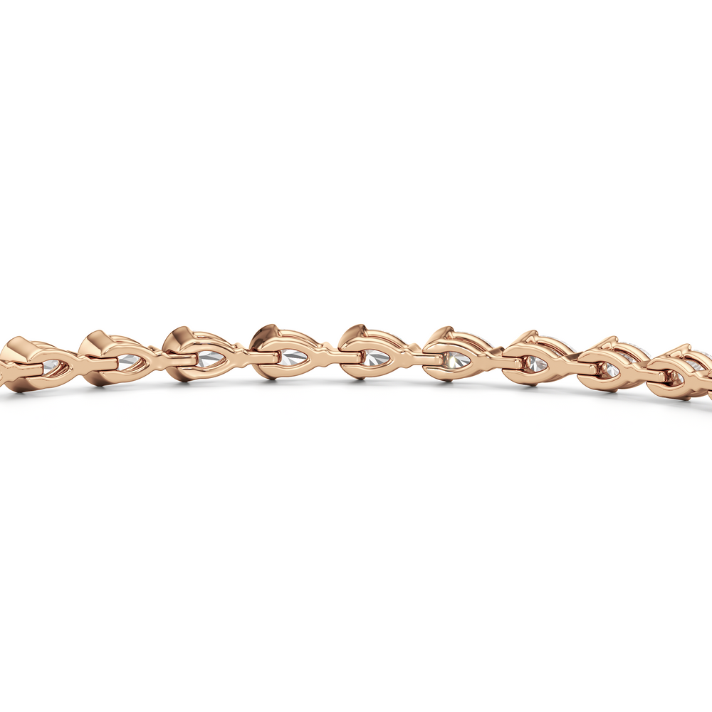 Trailing Pear Tennis Bracelet with 3 1/3 Cut Diamond in 14KT Rose Gold view 8
