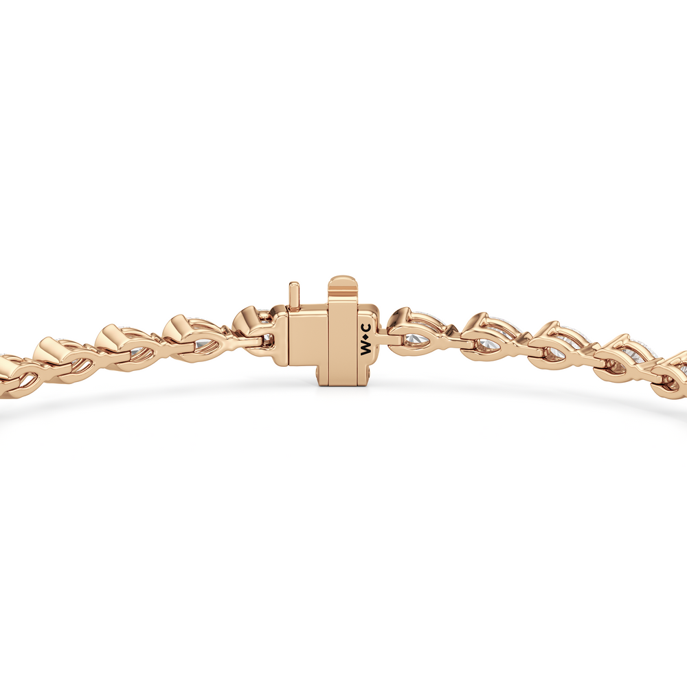 Trailing Pear Tennis Bracelet with 3 1/3 Cut Diamond in 14KT Rose Gold view 7
