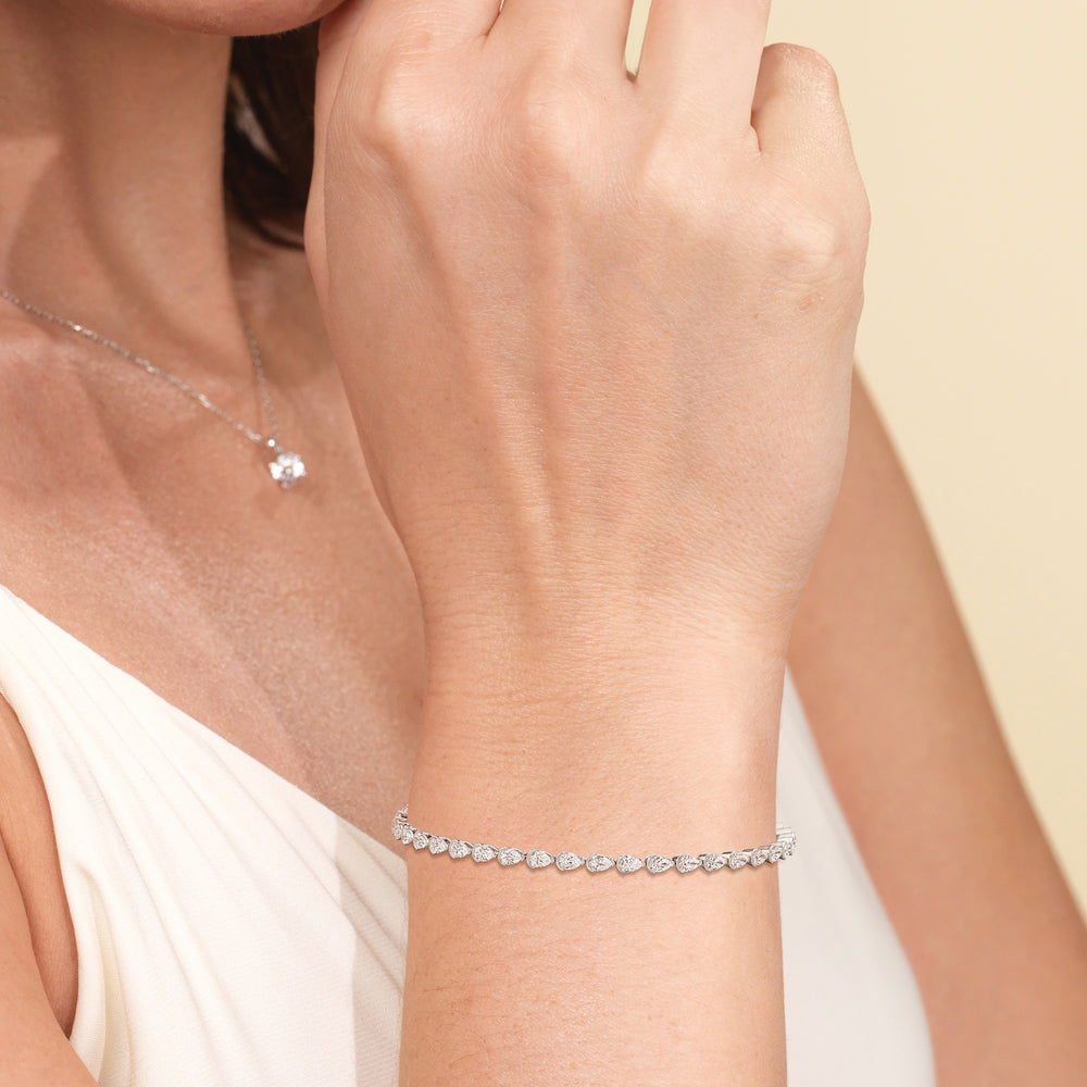 Trailing Pear Tennis Bracelet with 3 1/3 Cut Diamond in 14KT Yellow Gold view 4
