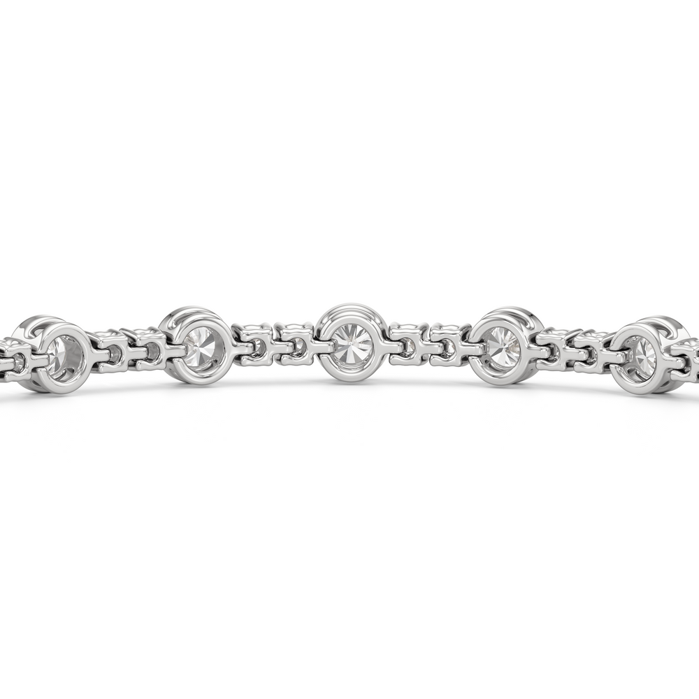 Stationed Round Bezel Set Tennis Bracelet with 3 Cut Diamond in 14KT White Gold view 8
