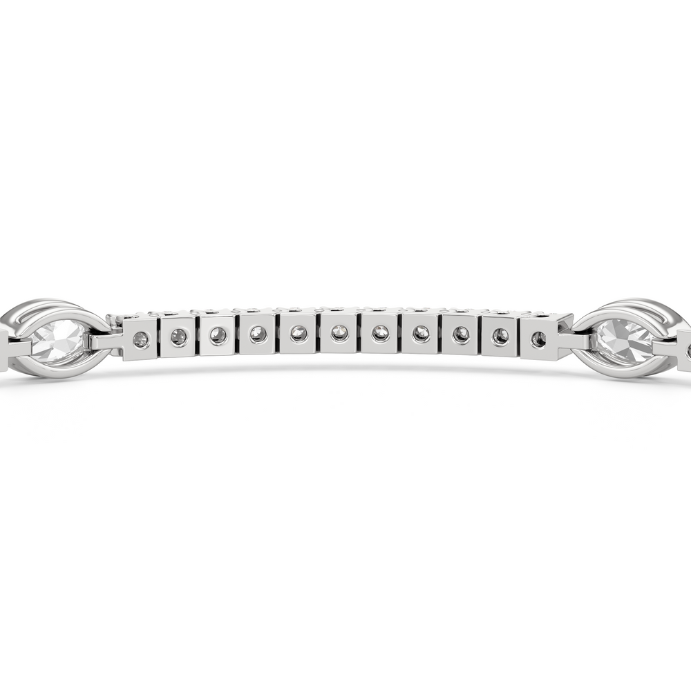 Marquise Station Tennis Bracelet with 2 3/4 Cut Diamond in 14KT White Gold view 8
