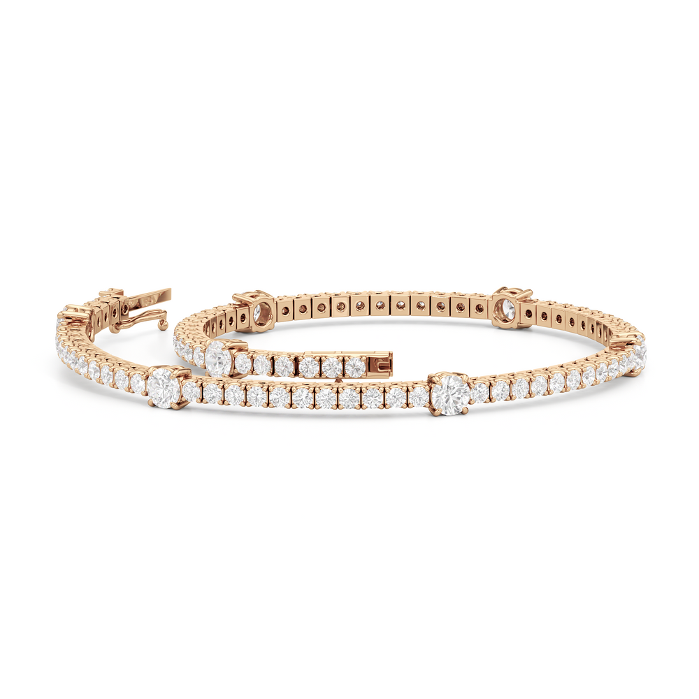 Round Station Tennis Bracelet with 2 3/4 Cut Diamond in 14KT Rose Gold view 3
