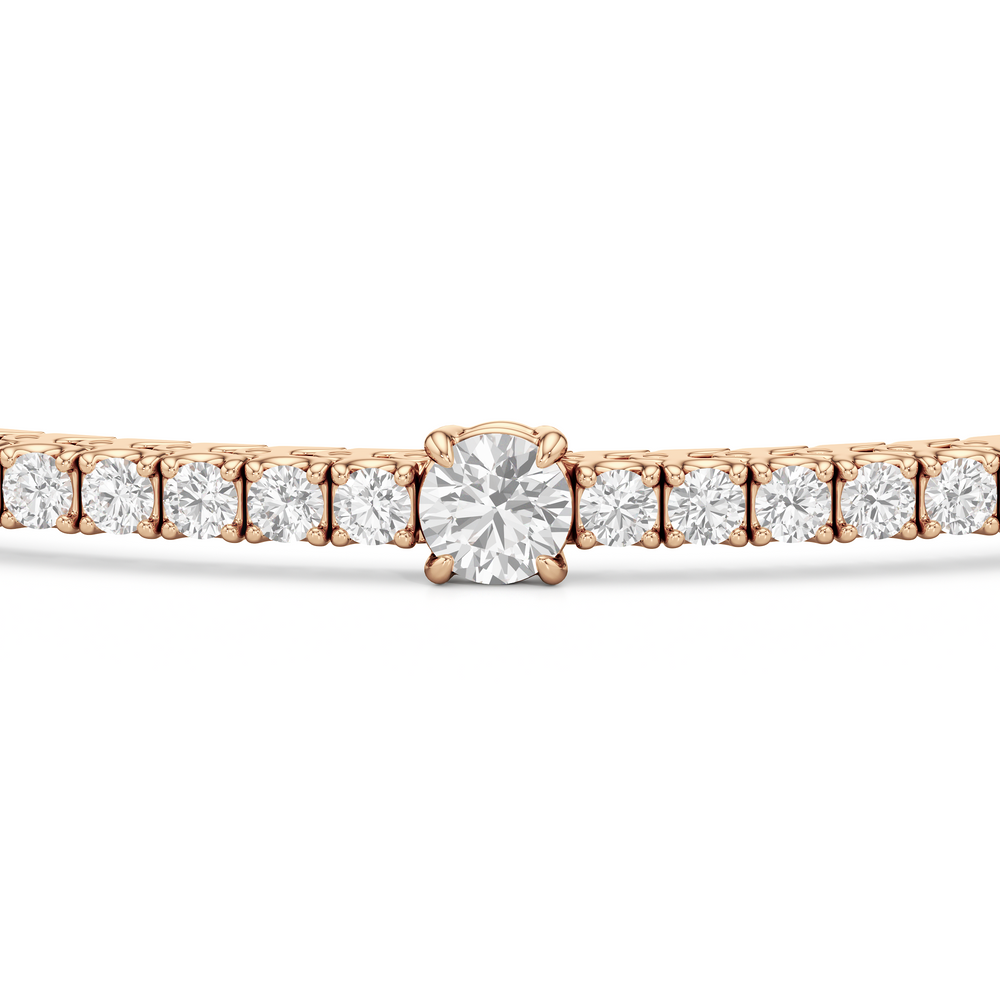 Round Station Tennis Bracelet with 2 3/4 Cut Diamond in 14KT Rose Gold view 6
