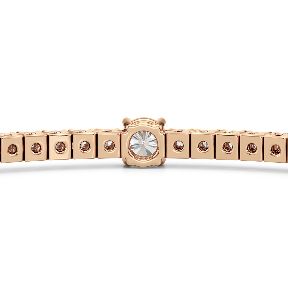 Round Station Tennis Bracelet with 2 3/4 Cut Diamond in 14KT Rose Gold view 8
