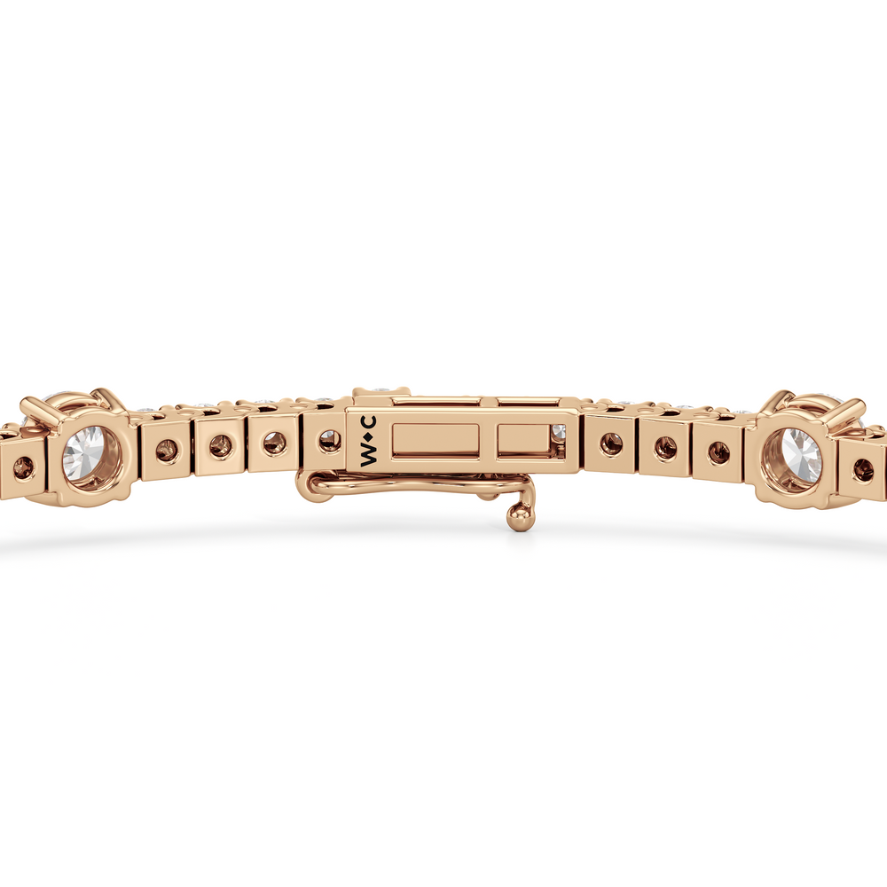 Round Station Tennis Bracelet with 2 3/4 Cut Diamond in 14KT Rose Gold view 7
