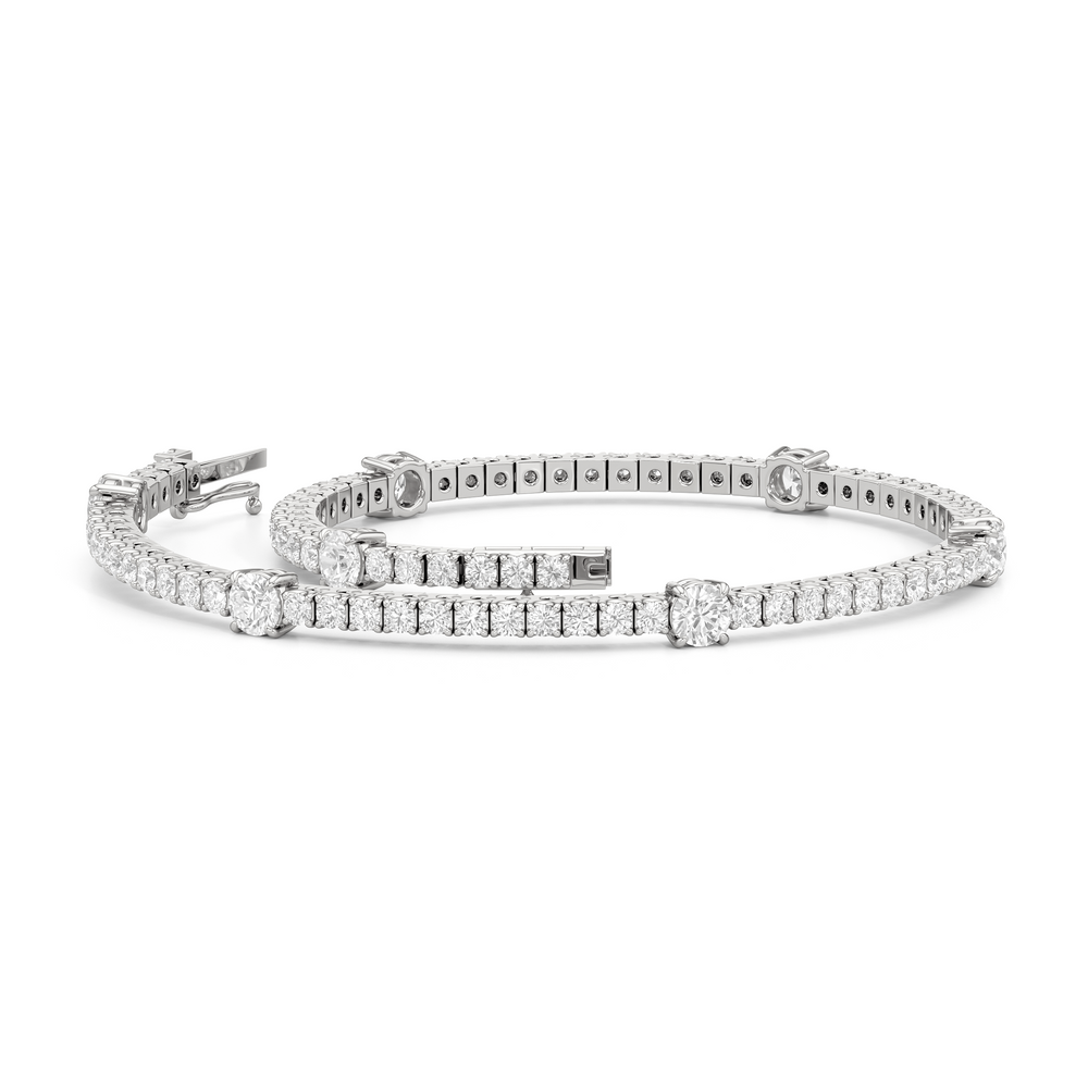 Round Station Tennis Bracelet with 2 3/4 Cut Diamond in 14KT White Gold view 3
