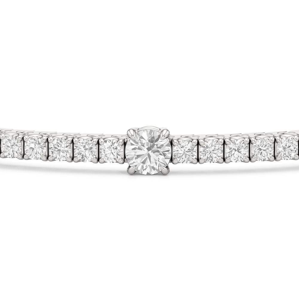 Round Station Tennis Bracelet with 2 3/4 Cut Diamond in 14KT White Gold view 6

