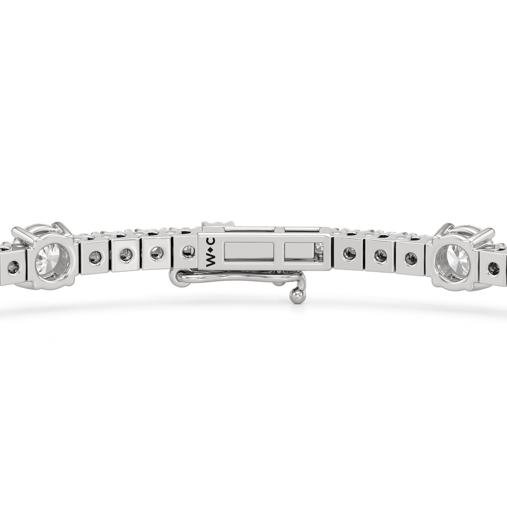 Round Station Tennis Bracelet with 2 3/4 Cut Diamond in 14KT White Gold view 7
