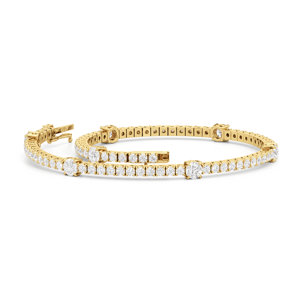 Round Station Tennis Bracelet with 2 3/4 Cut Diamond in 14KT Yellow Gold view 3
