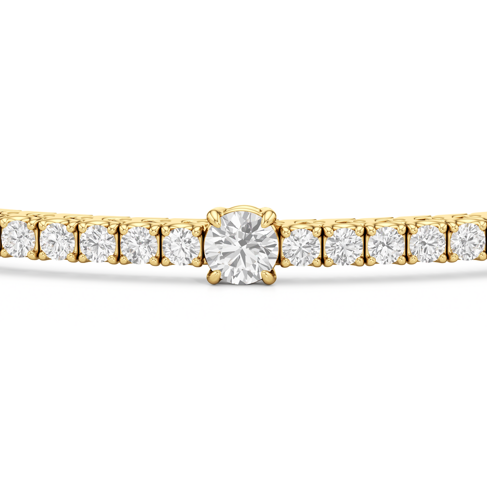 Round Station Tennis Bracelet with 2 3/4 Cut Diamond in 14KT Yellow Gold view 6
