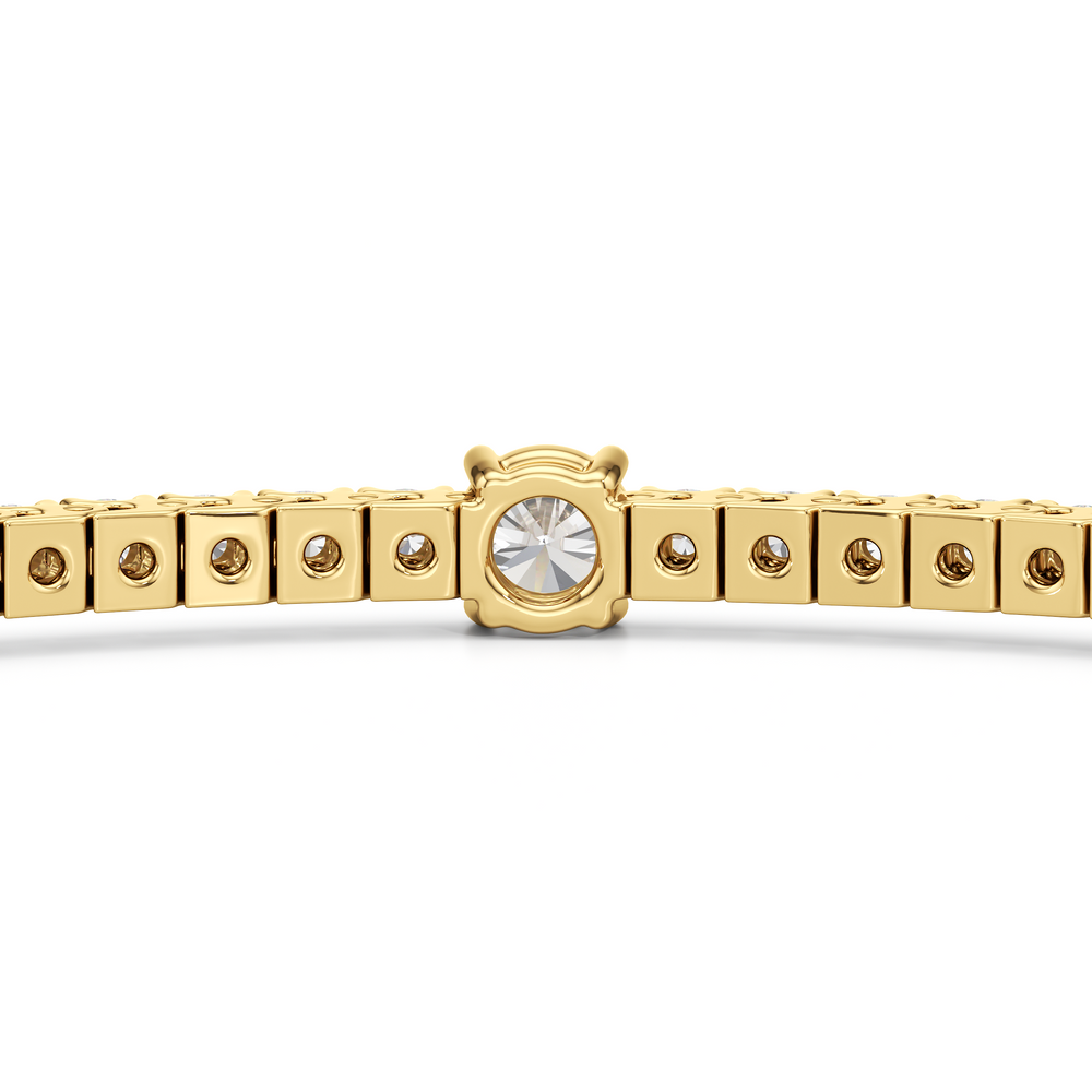 Round Station Tennis Bracelet with 2 3/4 Cut Diamond in 14KT Yellow Gold view 8
