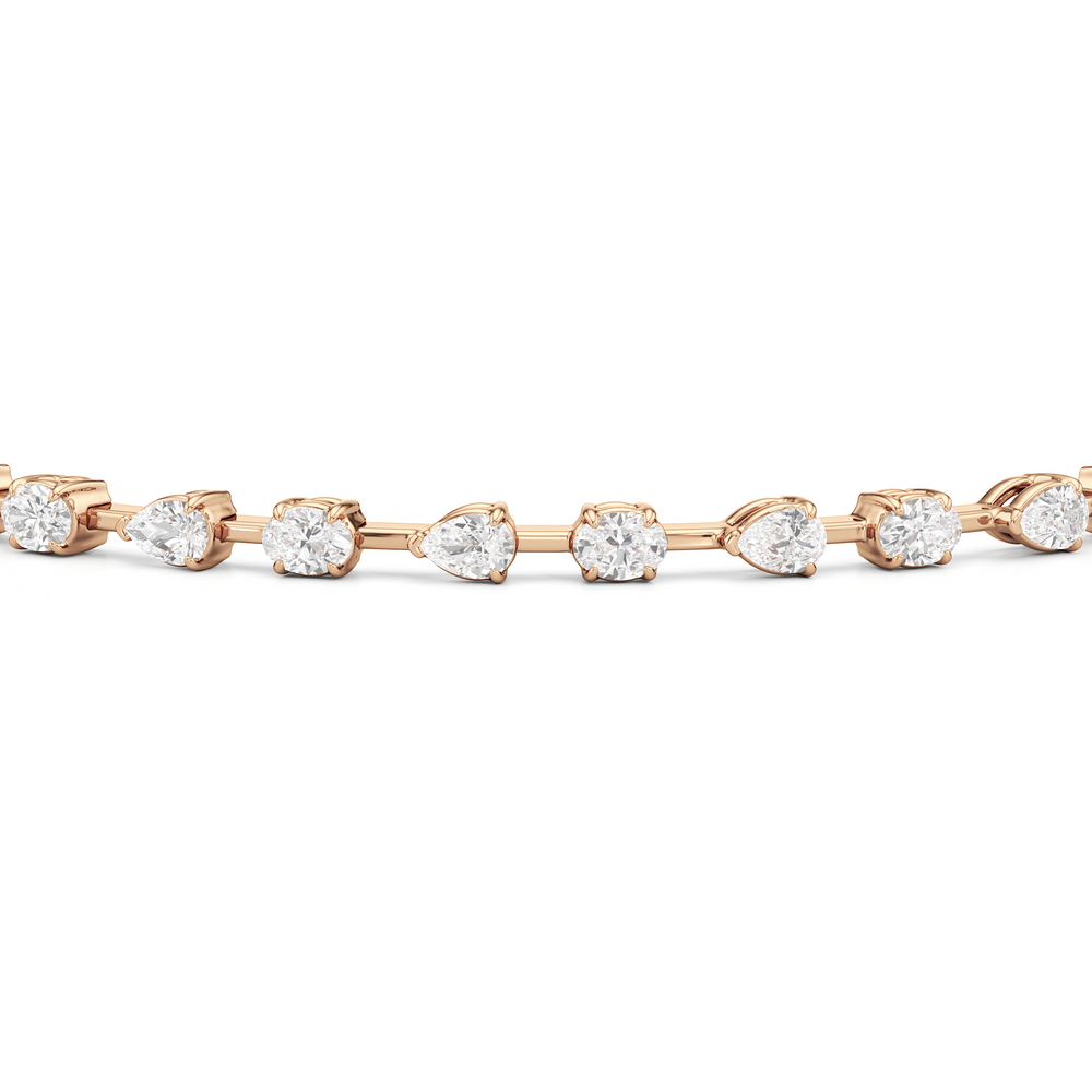 Pear and Oval Tennis Bracelet with 2 1/2 Cut Diamond in 14KT Rose Gold view 6
