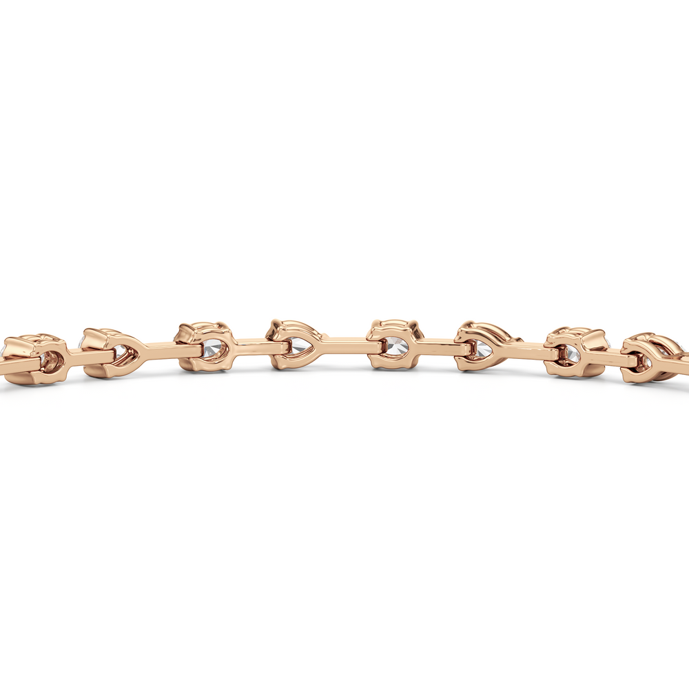 Pear and Oval Tennis Bracelet with 2 1/2 Cut Diamond in 14KT Rose Gold view 8
